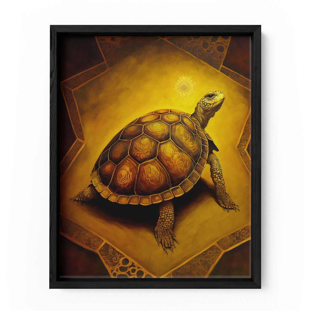 Prosperity and Longevity: 'Golden Tortoise' Wall Art