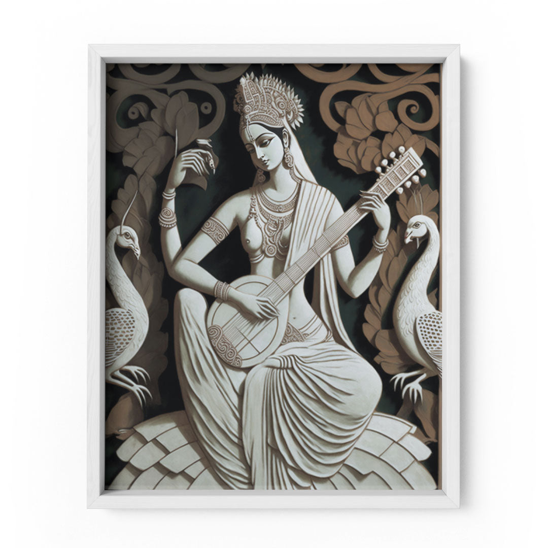 Goddess of Knowledge: 'Saraswati' Wall Art Frame