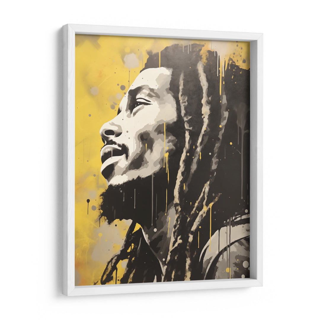 Golden Rhythms: Bob Marley Edition Acrylic Wall Art Frame