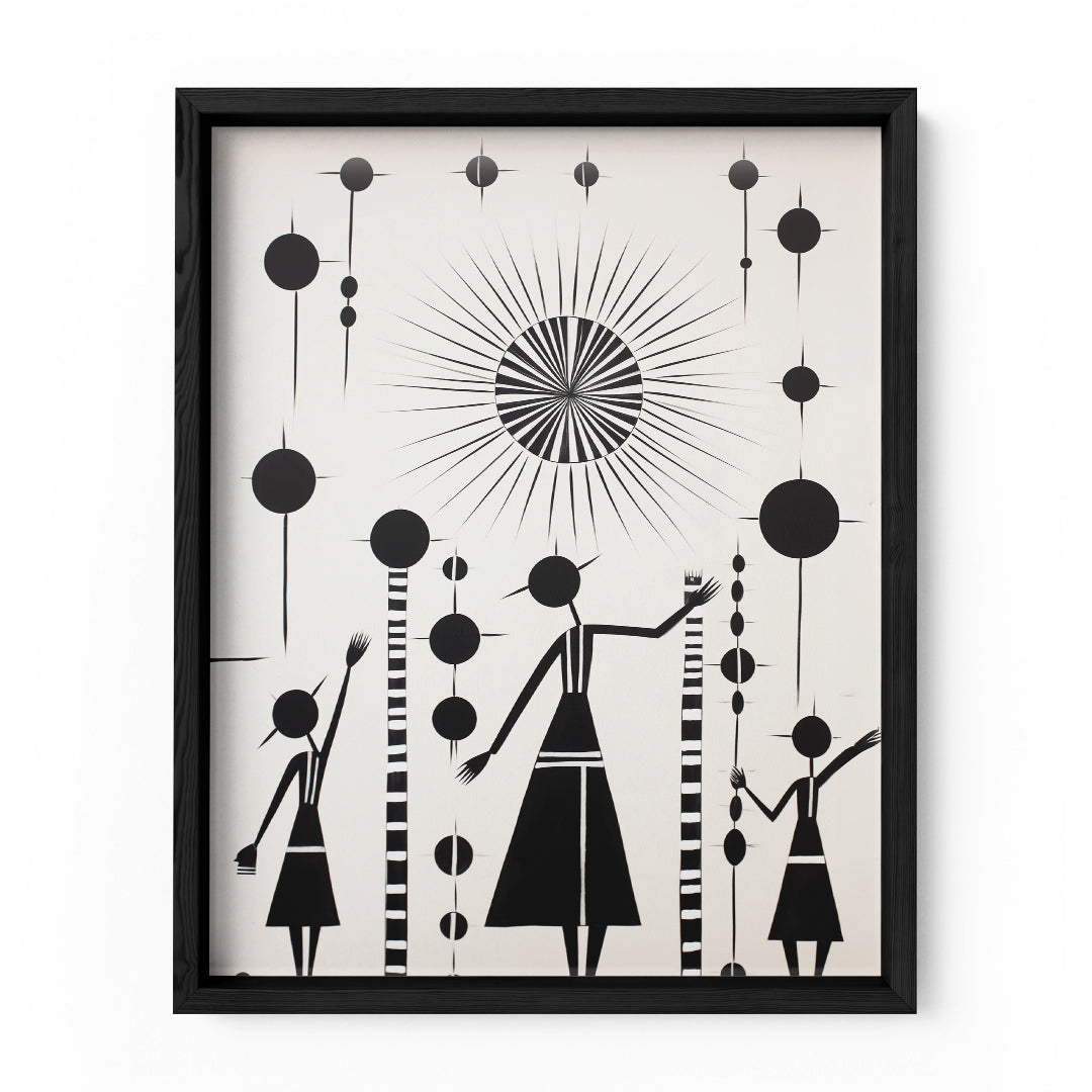 Tribal Dance Warli Painting Wall Art Frame