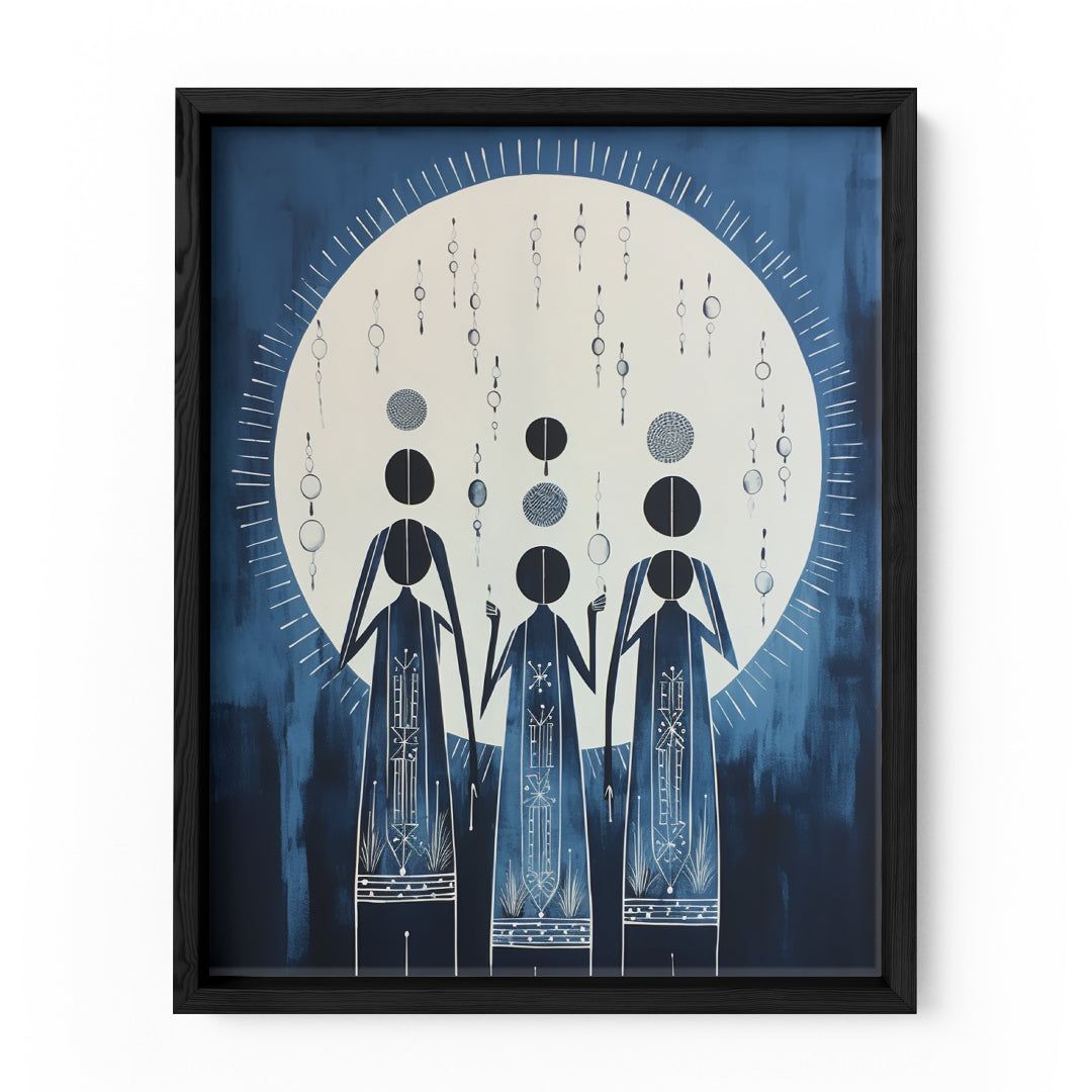 Moonlit Journey: Tribal Women with Water Pots Wall Art Frame