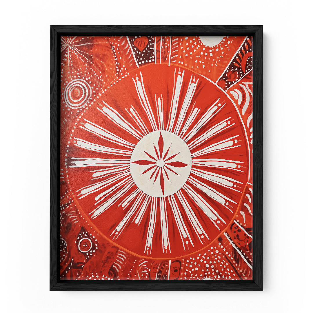 Tribal Red Sun Wall Frame Art