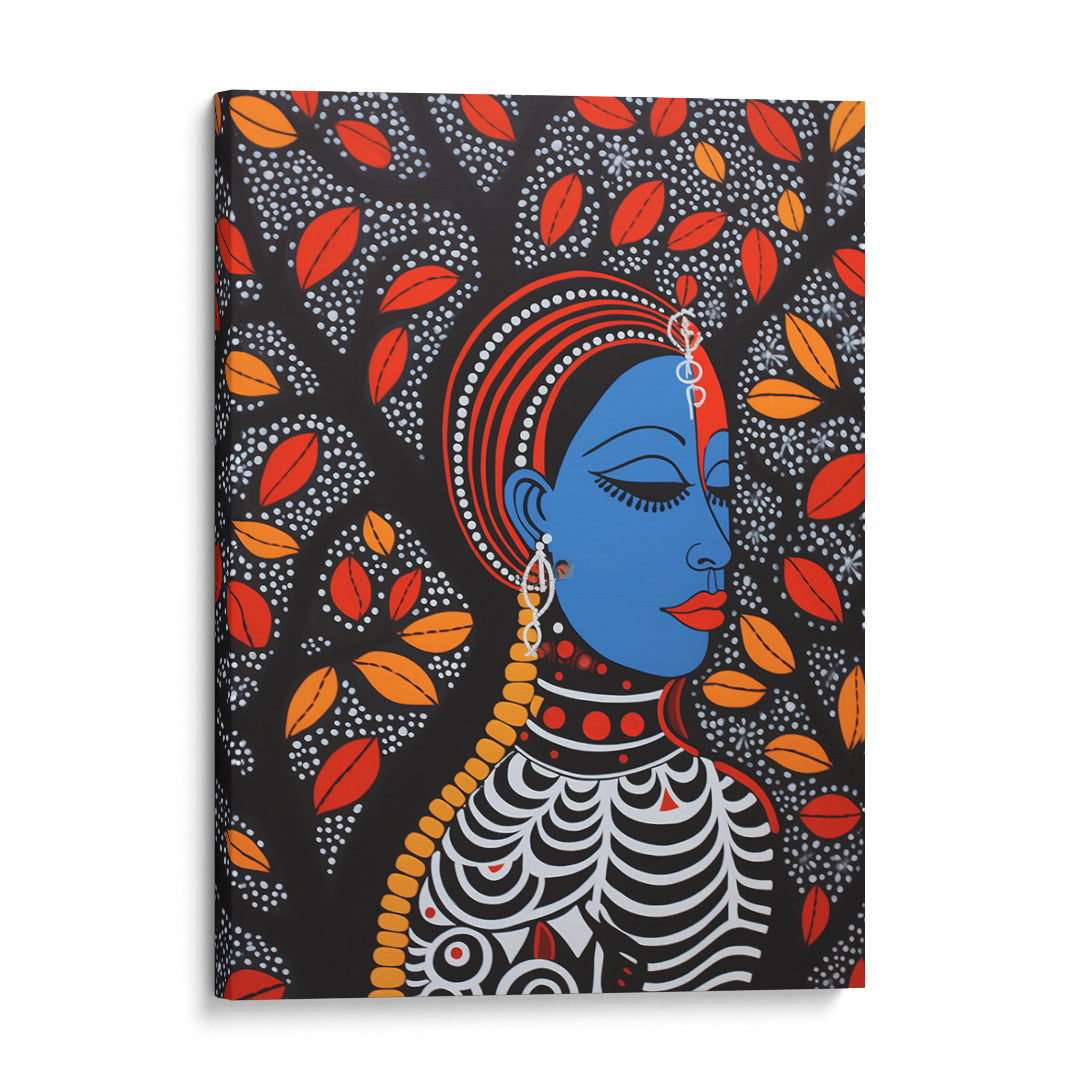 Tribal Grace: Gond Woman and the Sacred Tree Wall Art Frame