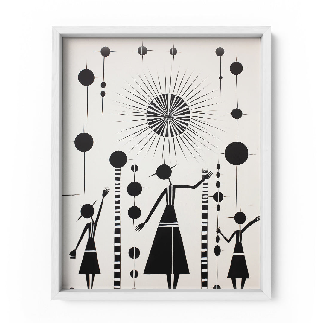 Tribal Dance Warli Painting Wall Art Frame