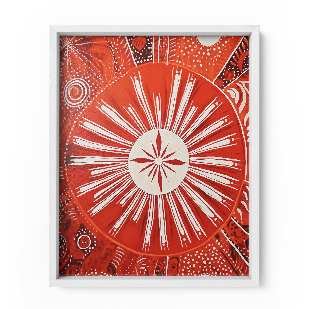 Tribal Red Sun Wall Frame Art