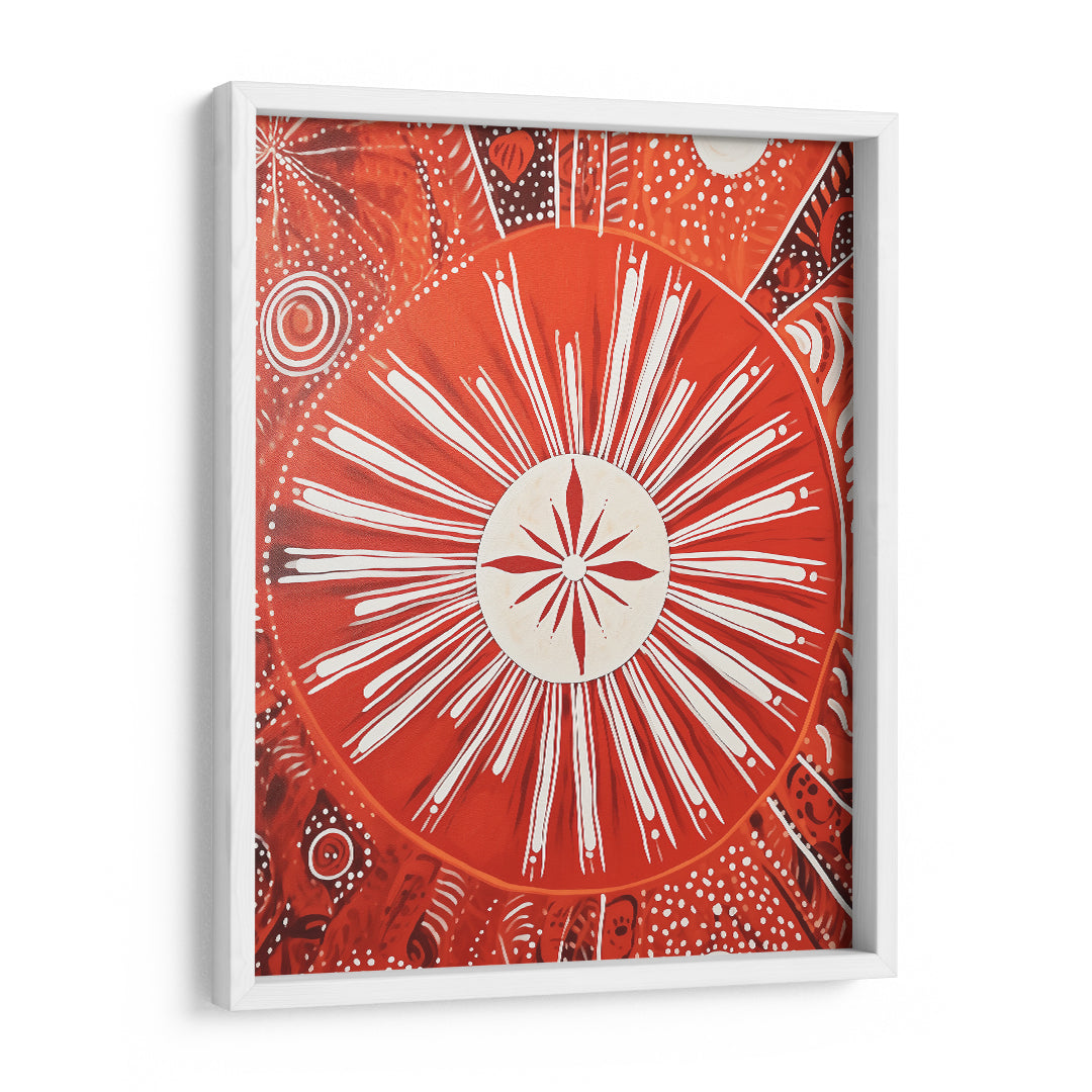 Tribal Red Sun Wall Frame Art